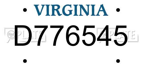 D776545 Virginia License Plate