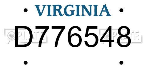 D776548 Virginia License Plate