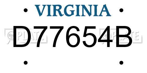 D77654B Virginia License Plate
