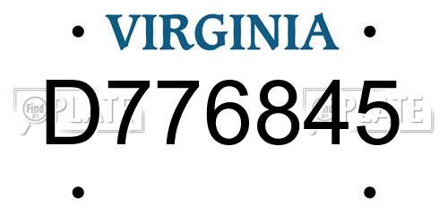 D776845 Virginia License Plate