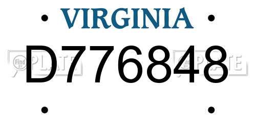 D776848 Virginia License Plate