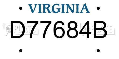 D77684B Virginia License Plate