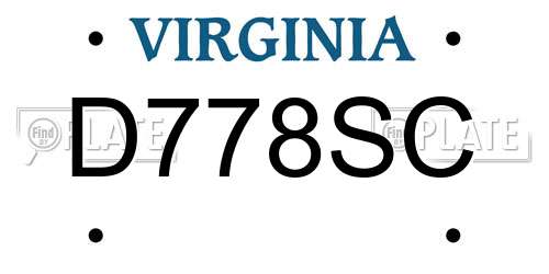 D778SC Virginia License Plate