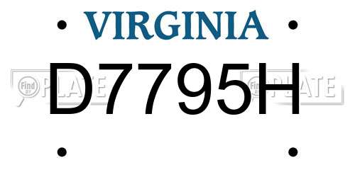 D7795H Virginia License Plate