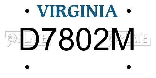 D7802M Virginia License Plate