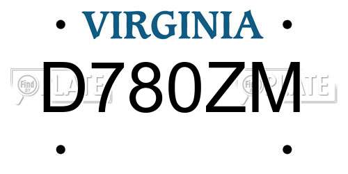 D780ZM Virginia License Plate