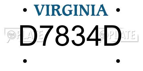 D7834D Virginia License Plate