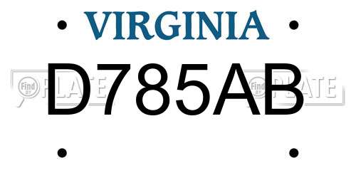 D785AB Virginia License Plate