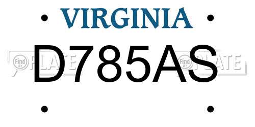 D785AS Virginia License Plate