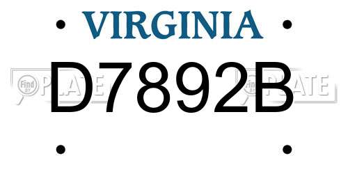 D7892B Virginia License Plate