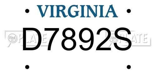 D7892S Virginia License Plate