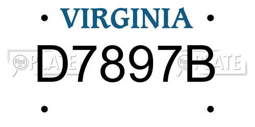 D7897B Virginia License Plate
