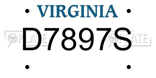 D7897S Virginia License Plate