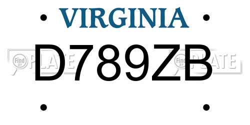 D789ZB Virginia License Plate