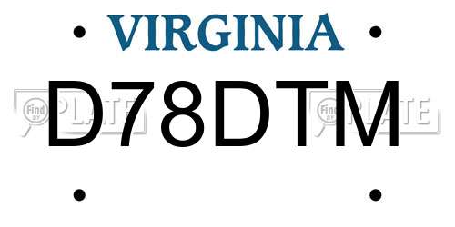 D78DTM Virginia License Plate