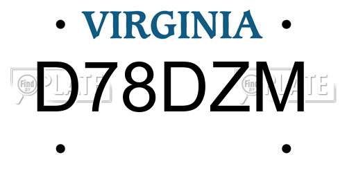 D78DZM Virginia License Plate