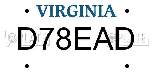 D78EAD Virginia License Plate