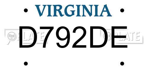 D792DE Virginia License Plate