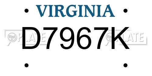 D7967K Virginia License Plate