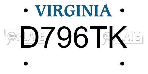 D796TK Virginia License Plate