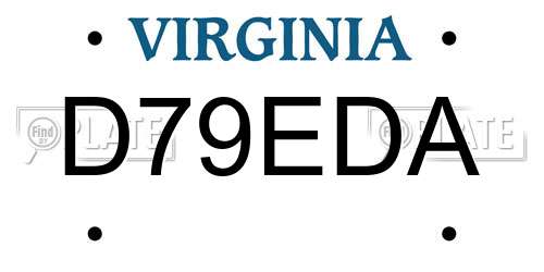 D79EDA Virginia License Plate
