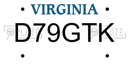 D79GTK Virginia License Plate