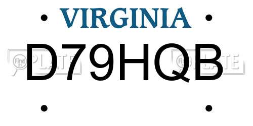 D79HQB Virginia License Plate
