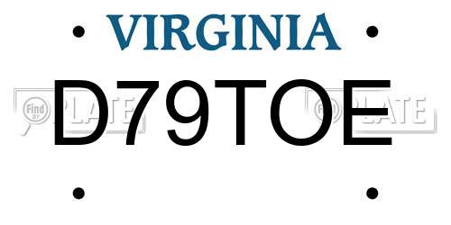 D79TOE Virginia License Plate