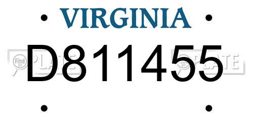 D811455 Virginia License Plate