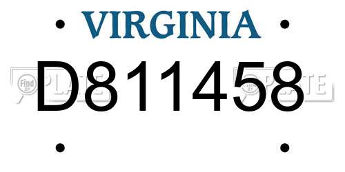 D811458 Virginia License Plate