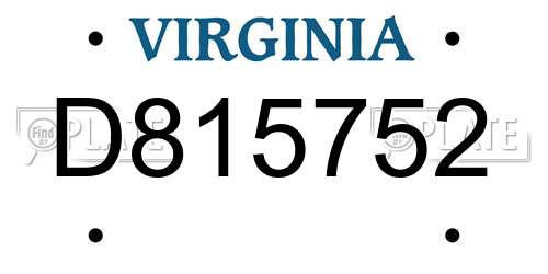 D815752 Virginia License Plate