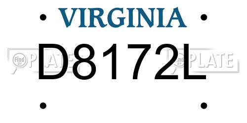 D8172L Virginia License Plate