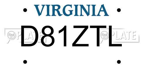 D81ZTL Virginia License Plate