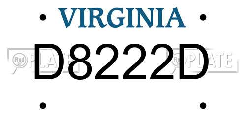 D8222D Virginia License Plate