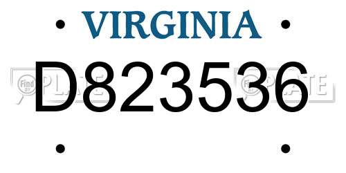 D823536 Virginia License Plate