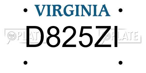 D825ZI Virginia License Plate