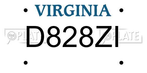 D828ZI Virginia License Plate