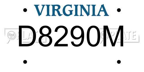 D8290M Virginia License Plate
