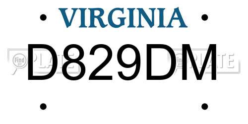 D829DM Virginia License Plate