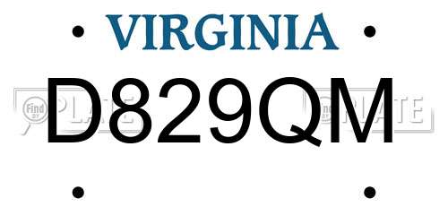 D829QM Virginia License Plate