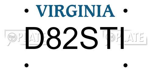 D82STI Virginia License Plate