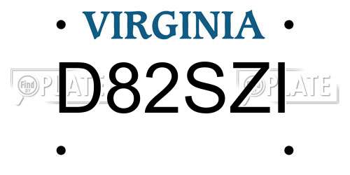 D82SZI Virginia License Plate