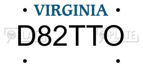 D82TTO Virginia License Plate