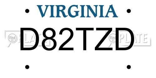 D82TZD Virginia License Plate