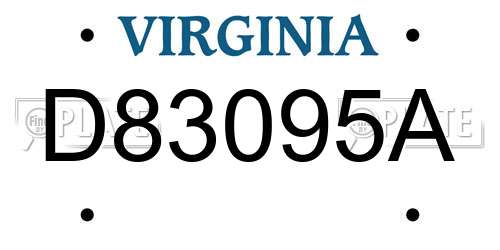 D83095A Virginia License Plate