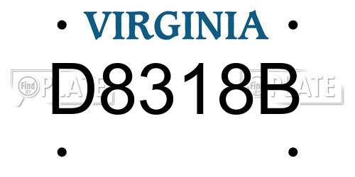 D8318B Virginia License Plate