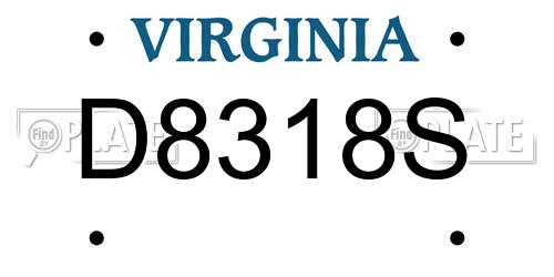 D8318S Virginia License Plate
