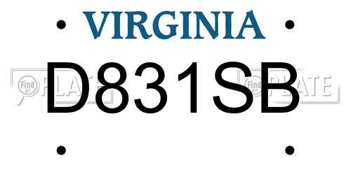 D831SB Virginia License Plate