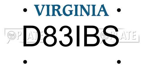 D83IBS Virginia License Plate