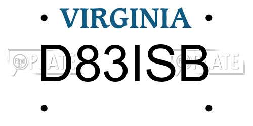 D83ISB Virginia License Plate